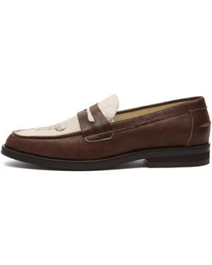 Duke & Dexter Wilde Cracked Bison Skull Penny Loafer - Brown
