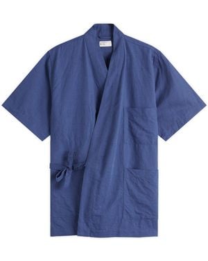 Universal Works Linen Cotton Kyoto Work Shirt - Blue