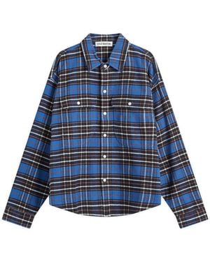 Cole Buxton Aw24 Flannel Check Shirt - Blue