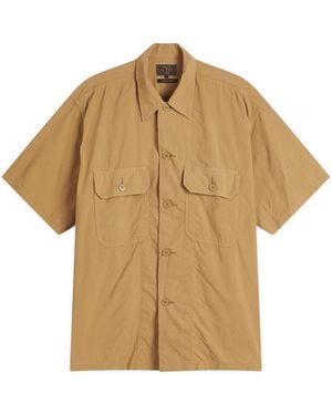 Beams Plus Textured Ripstop Short Sleeve Shirt - Natural
