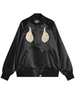A Bathing Ape Skeleton Logo Souvenir Jacket - Black