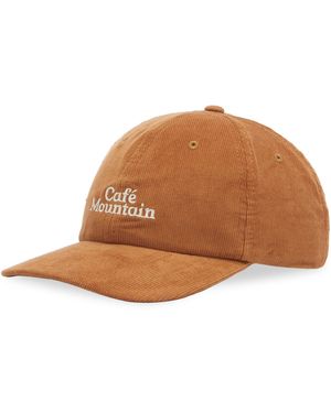 Cafe Mountain Simple Logo Cord Cap - Brown