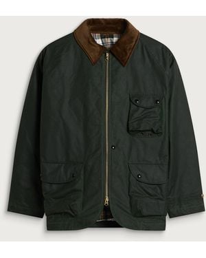 Drake's Waxed Coverall Jacket - Green