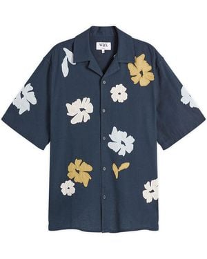 Wax London Didcot Flower Applique Vacation Shirt - Blue