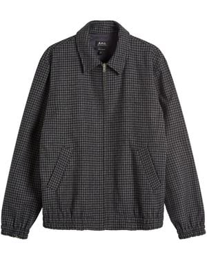 A.P.C. Gilbert Houndstooth Check Wool Jacket - Black