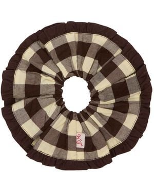 Damson Madder Frill Edge Scrunchie - Brown