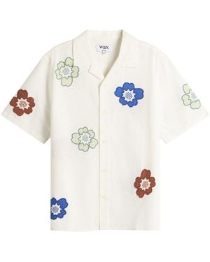 Wax London Didcot Applique Floral Vacation Shirt - Natural