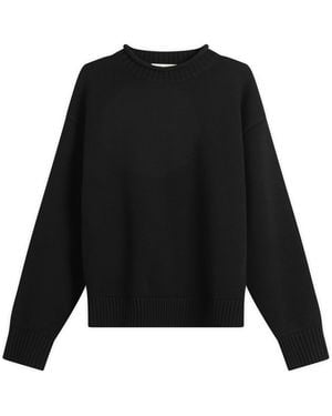 Studio Nicholson Hirst Wool Cotton Roll Edge Jumper - Black