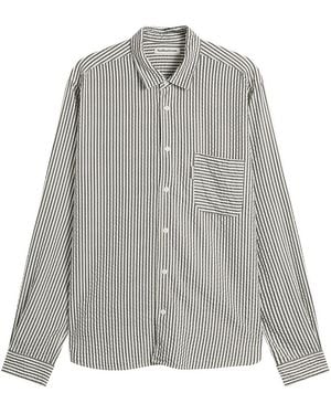 YMC Seersucker Stripe Curtis Shirt - Grey
