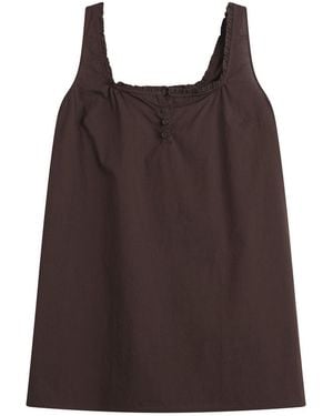 Deiji Studios Button Frill Mini Dress - Brown