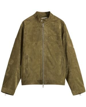 Cole Buxton Suede Café Racer Jacket - Green