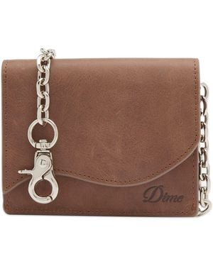 Dime Chain Leather Wallet - Brown