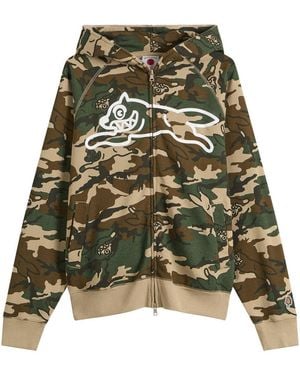 ICECREAM Running Dog Woodland Camo Zip Through Hood - Green