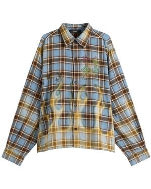 Amiri Ma Quad Flames Flannel Shirt - Blue