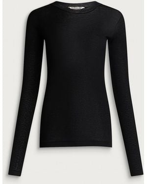 AURALEE Sheer Rib Long Sleeve Top - Black