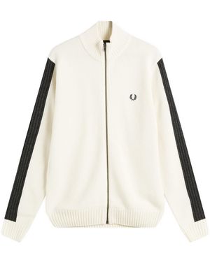 Fred Perry Ribbed Zip Knit Cardigan - Natural