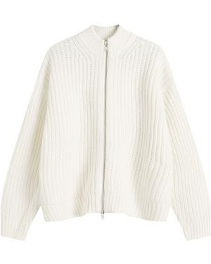 MKI Miyuki-Zoku Chunky Rib Knit Track Jacket - White
