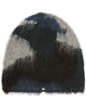 and wander Mixed Colour Shaggy Knit Beanie - Black