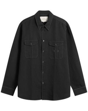 Studio Nicholson Louro Cotton Linen Utility Shirt - Black