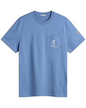 Moncler Palm Logo Pocket T-Shirt - Blue