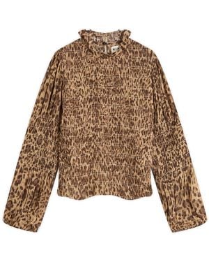 RIXO London Gardenia Mila Leopard Top - Brown