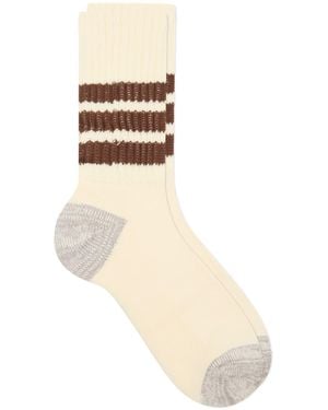 RoToTo Coarse Ribbed Old School Crew Sock - Natural