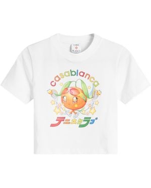 CASABLANCA Mascot Cropped Baby T-Shirt - White