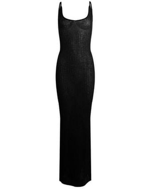 Skims Sheer Knit Midi Dress - Black