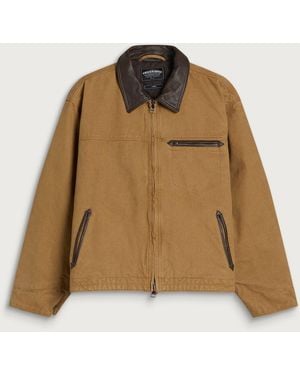 FRIZMWORKS Heavy Canvas Destroyed Work Jacket - Brown