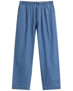 Universal Works Herringbone Rec. Pleated Track Pant - Blue