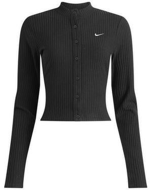 Nike Nsw Chill Knit Ribbed Cardigan - Black