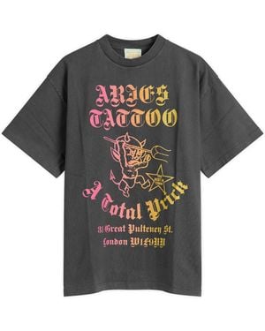 Aries Faded Tattoo Shop T-Shirt - Grey