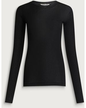 AURALEE Sheer Rib Long Sleeve Top - Black