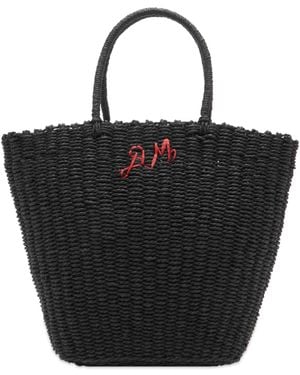 Damson Madder Straw Market Bag - Black