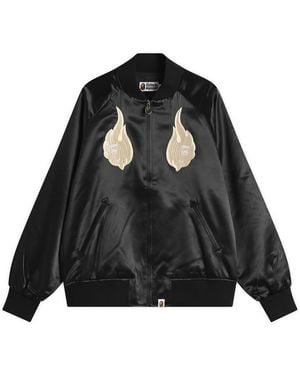 A Bathing Ape Skeleton Logo Souvenir Jacket - Black