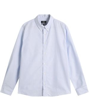 A.P.C. Greg Logo Button Down Stripe Shirt - Blue