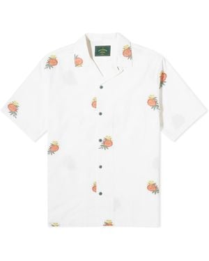 Portuguese Flannel Embroidered Bouquet Vacation Shirt - White