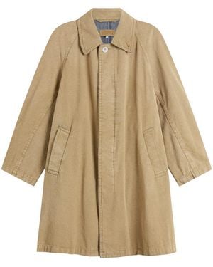 Maison Margiela Mm6 Coated Long Coat - Natural