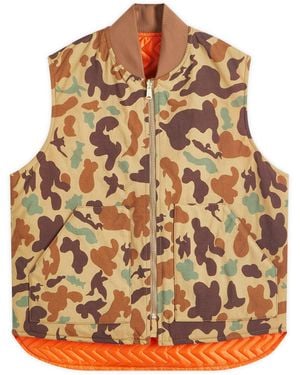 Beams Plus Camo Work Puffer Vest - Brown