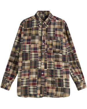 Beams Plus Patchwork Madras Shirt - Gray
