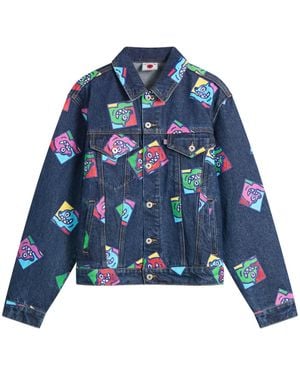 ICECREAM Running Dog Tile Denim Trucker Jacket - Blue