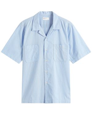 Universal Works Vila Stripes Sal Road Shirt - Blue