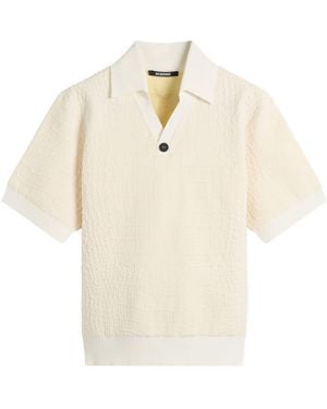 Jacquemus Croc Effect Comapct Polo Shirt - Natural