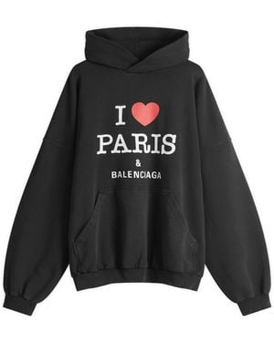 Balenciaga I Heart Paris Logo Fit Hoodie - Black