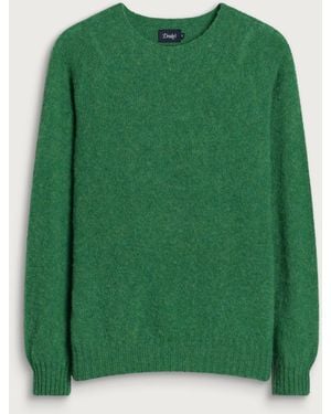 Drake's Brushed Shetland Crew Knit - Green