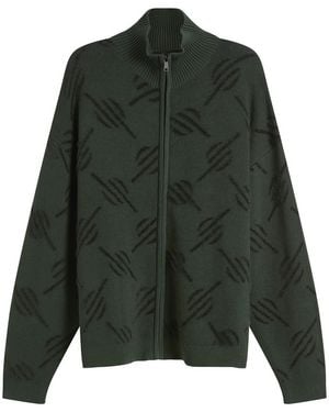 Daily Paper Monogram Knit Zip Cardigan - Green