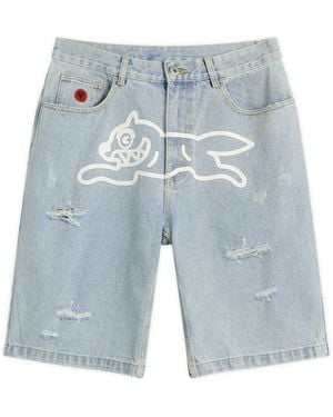 ICECREAM Running Dog Denim Shorts - Blue