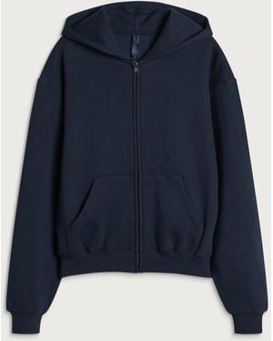 Skims Cotton Fleece Classic Zip Up Hoodie - Blue