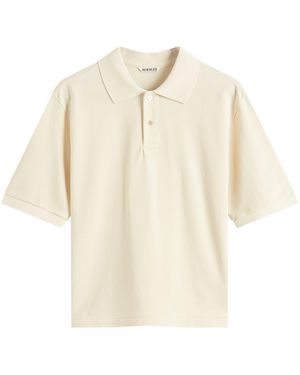 AURALEE High Gauge Pique Polo - Natural