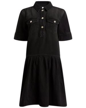 Ganni Soft Rigid Denim Mini Dress - Black
